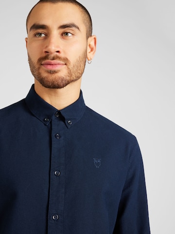 KnowledgeCotton Apparel Regular fit Button Up Shirt 'Harald' in Blue