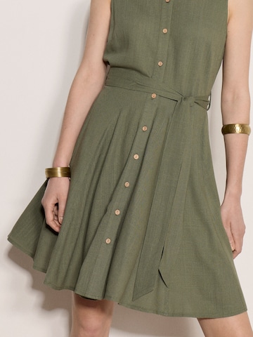 Apricot Linen Blend Shirt Mini Dress ' ' in Grün