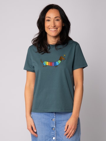 Watapparel Shirt 'Regenbogen Dackel' in Blue: front