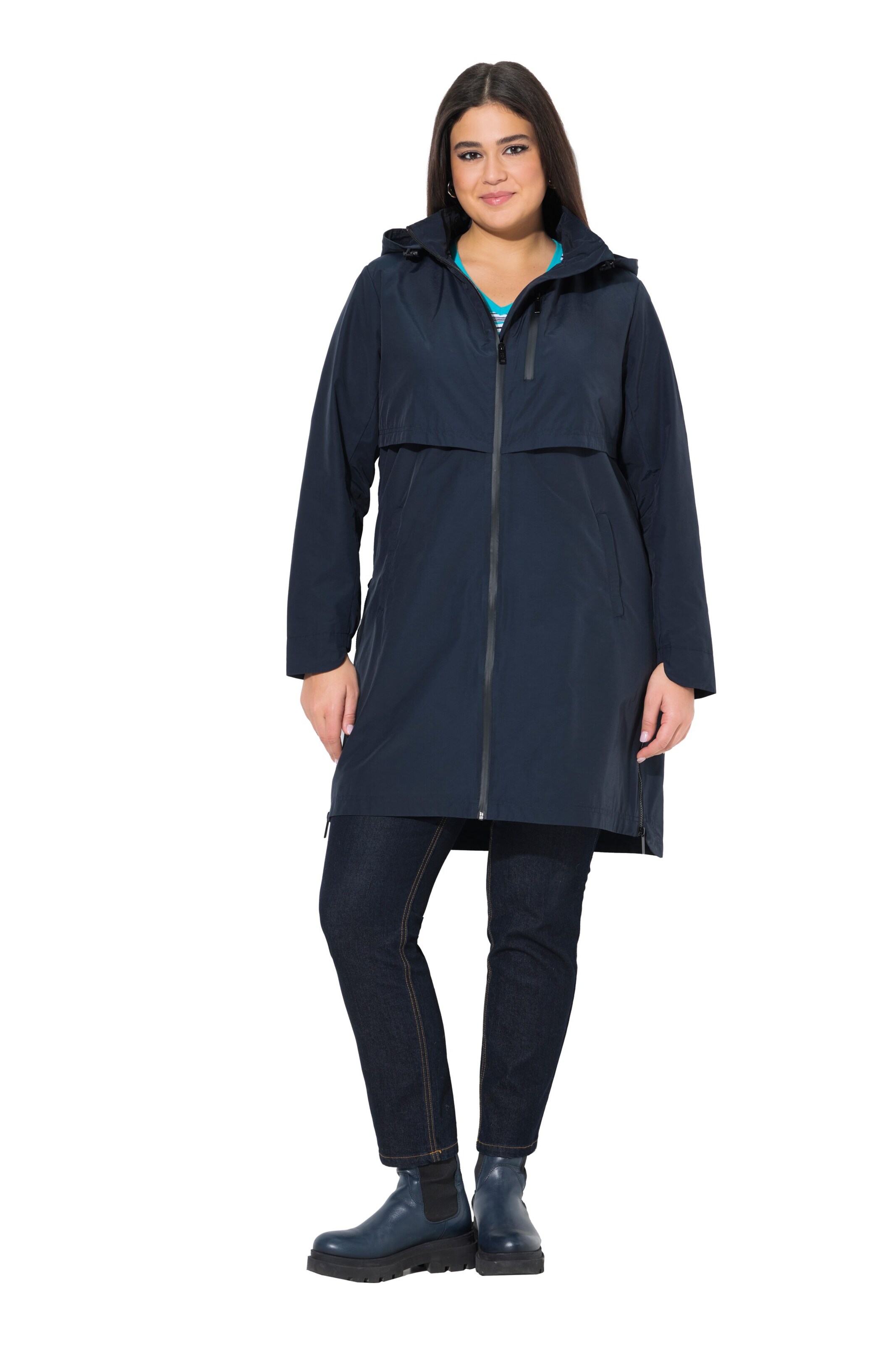 Ulla Popken Weatherproof jacket in Blue: front