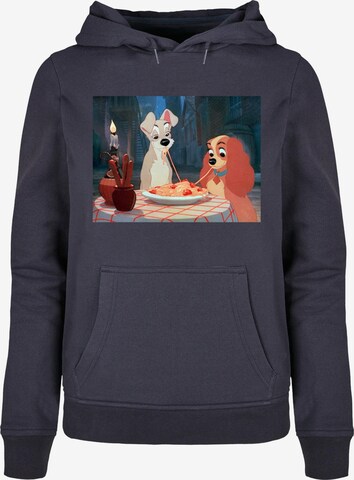 ABSOLUTE CULT Sweatshirt 'Lady And The Tramp - Spaghetti Photo' in Blauw: voorkant
