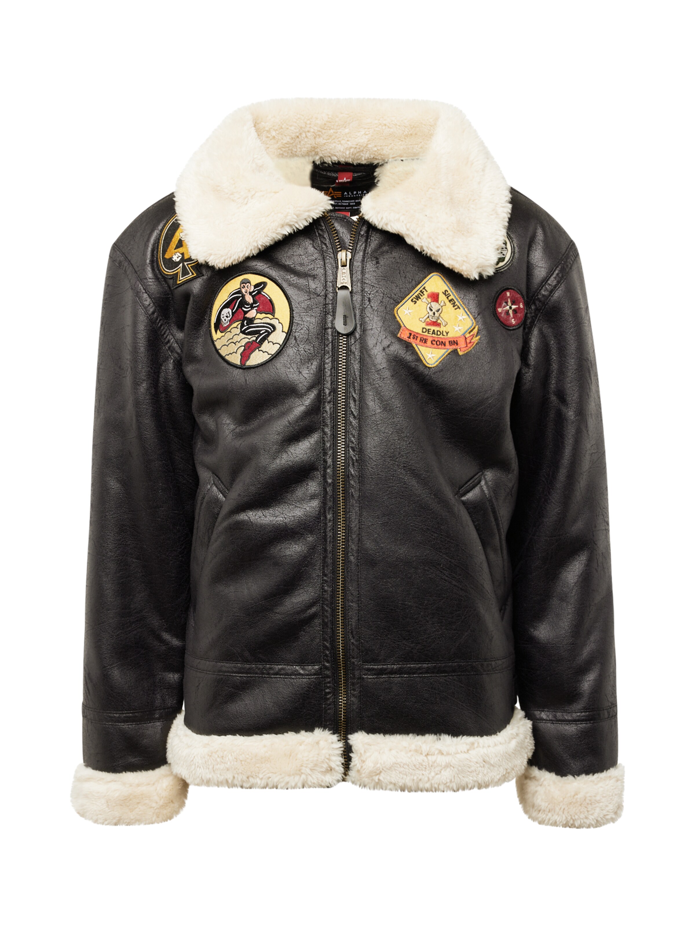 ALPHA INDUSTRIES Jacke 'Custom' in Schwarz: Vorderseite