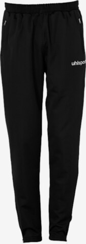 UHLSPORT Tapered Workout Pants in Black: front