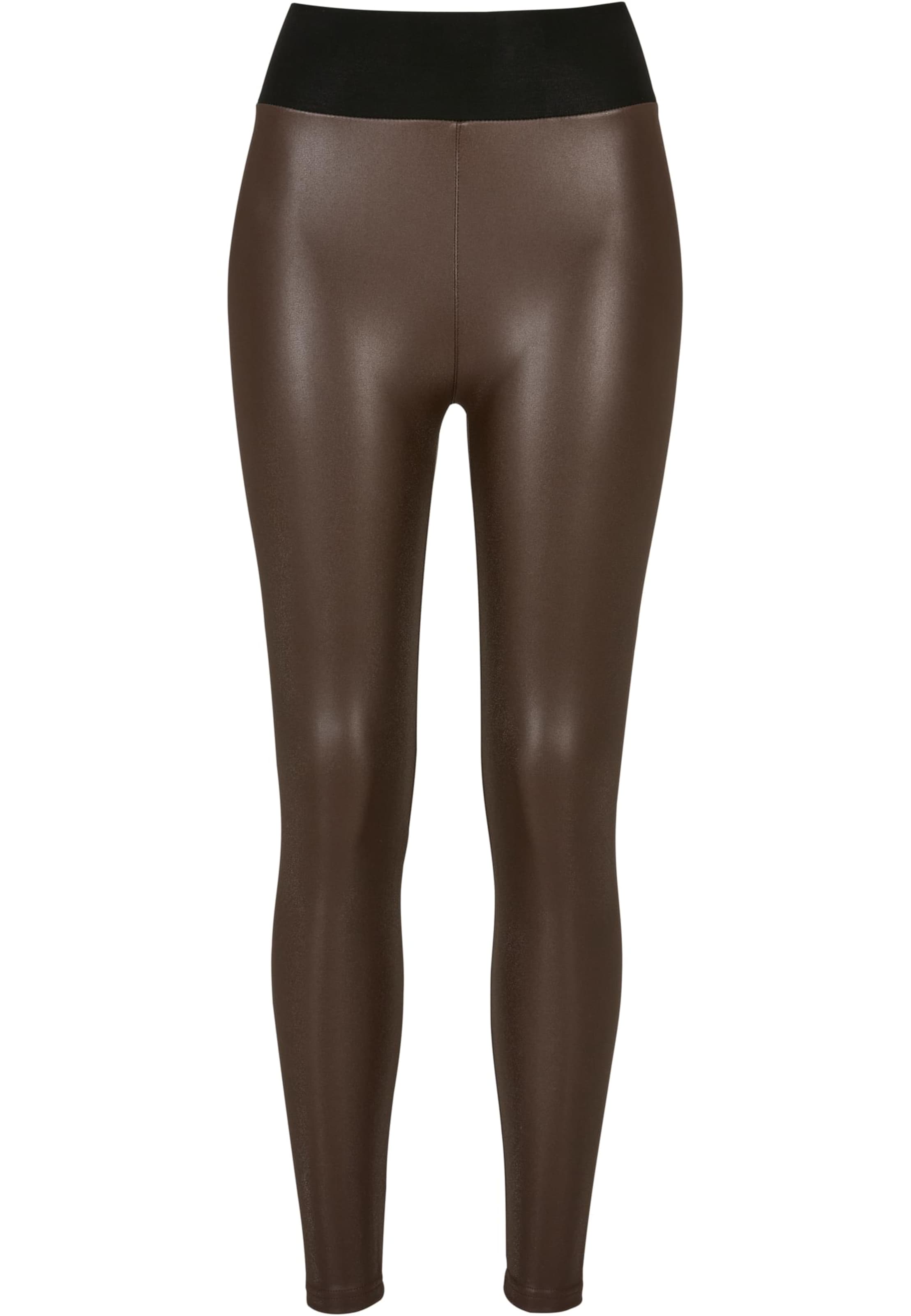 Urban Classics Skinny Leggings in Brown: front