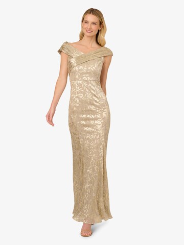 Adrianna Papell Langes Abendkleid 'Foil Leaf Mermaid Gown' in Gold