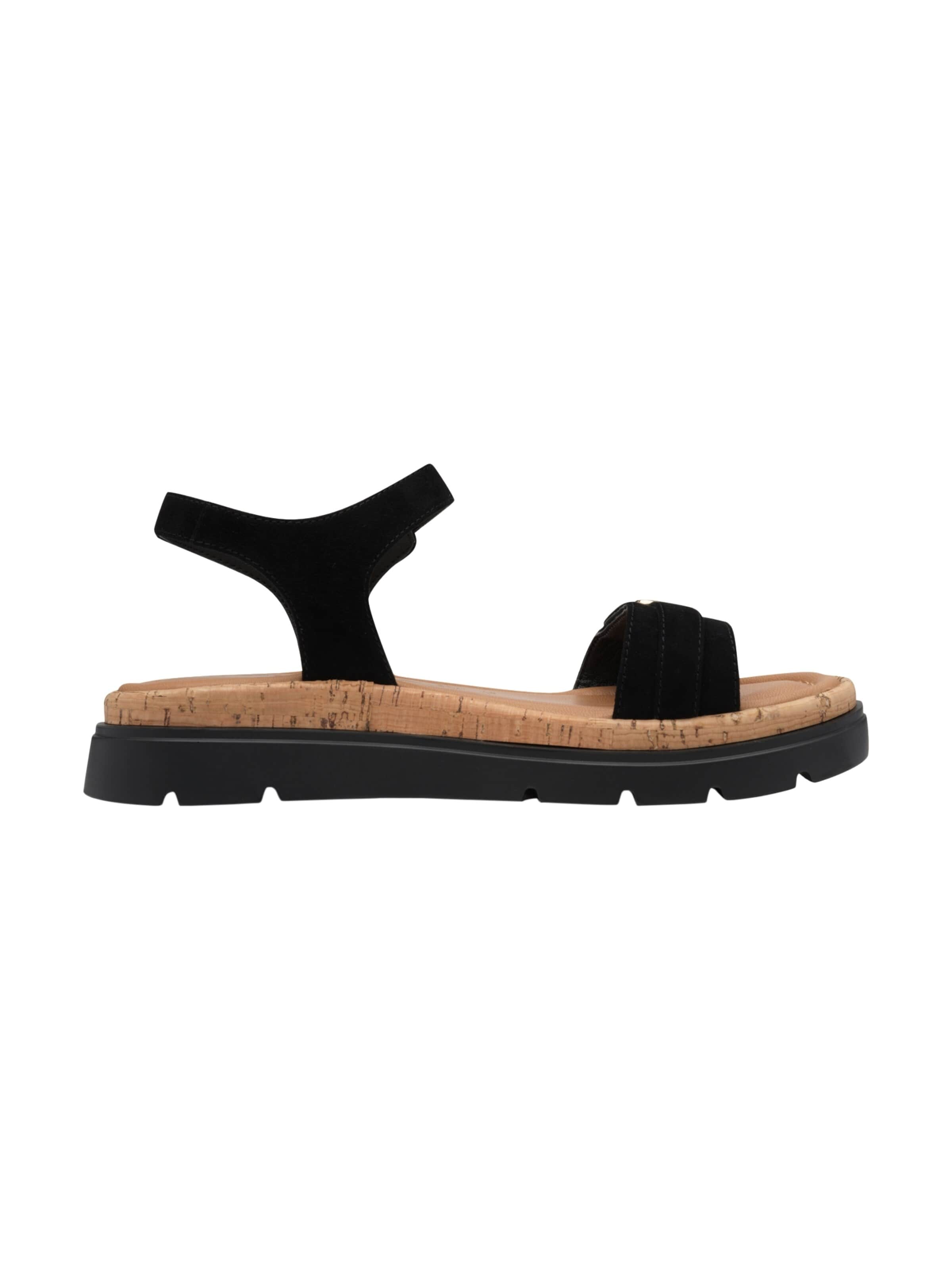 Sandalo 'Sandalen mit Keilabsatz aus Leder' di Tamaris in nero
