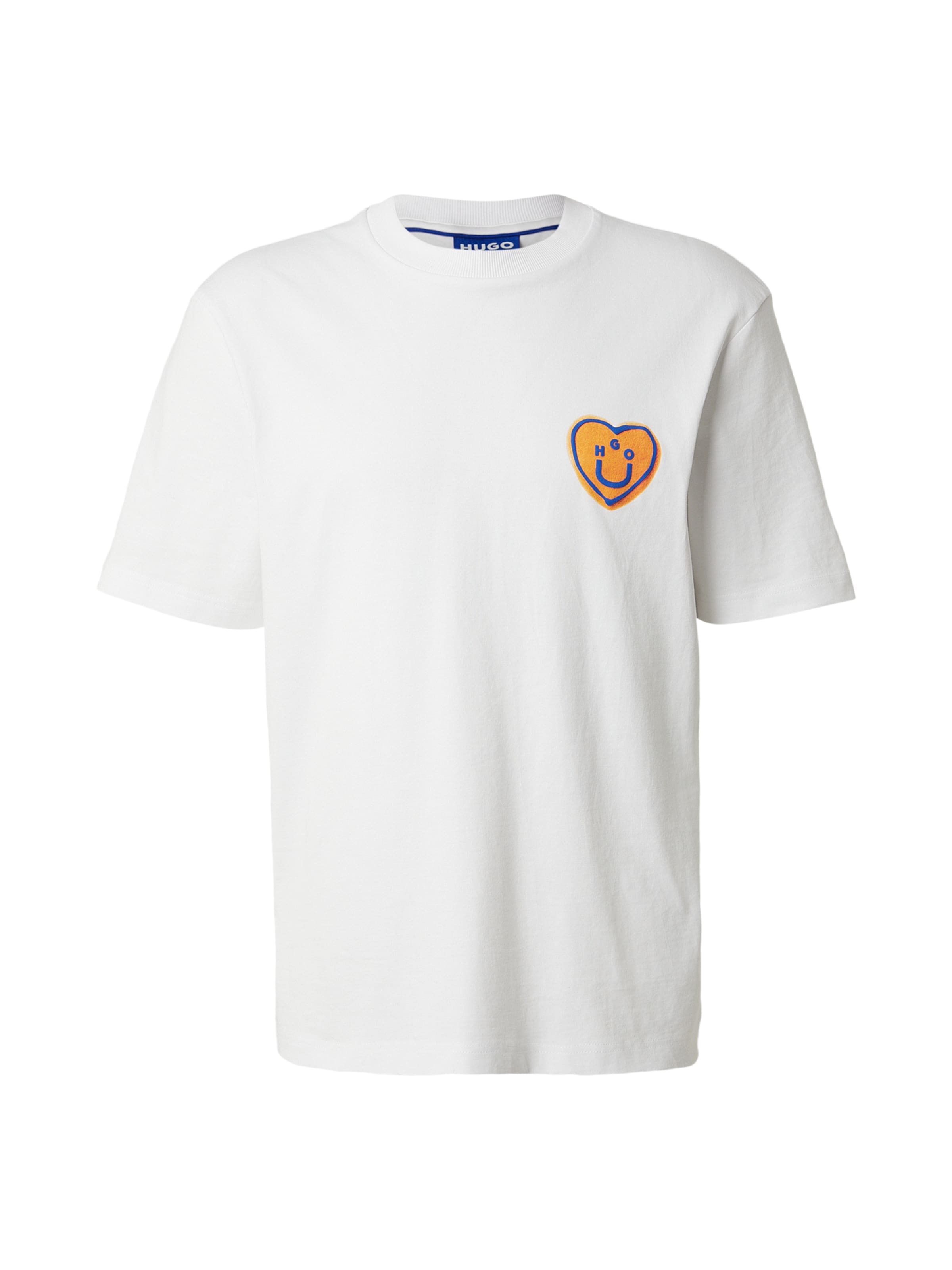 HUGO Футболка 'Nalentinio' в Синий / Светло-оранжевый / Белый, Обзор товара