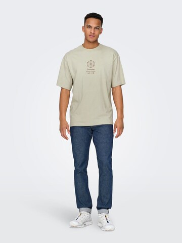 Only & Sons T-Shirt 'Malik' in Beige