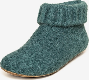 Gottstein Slippers 'Hüttenschuhe Knit Boot' in Green: front