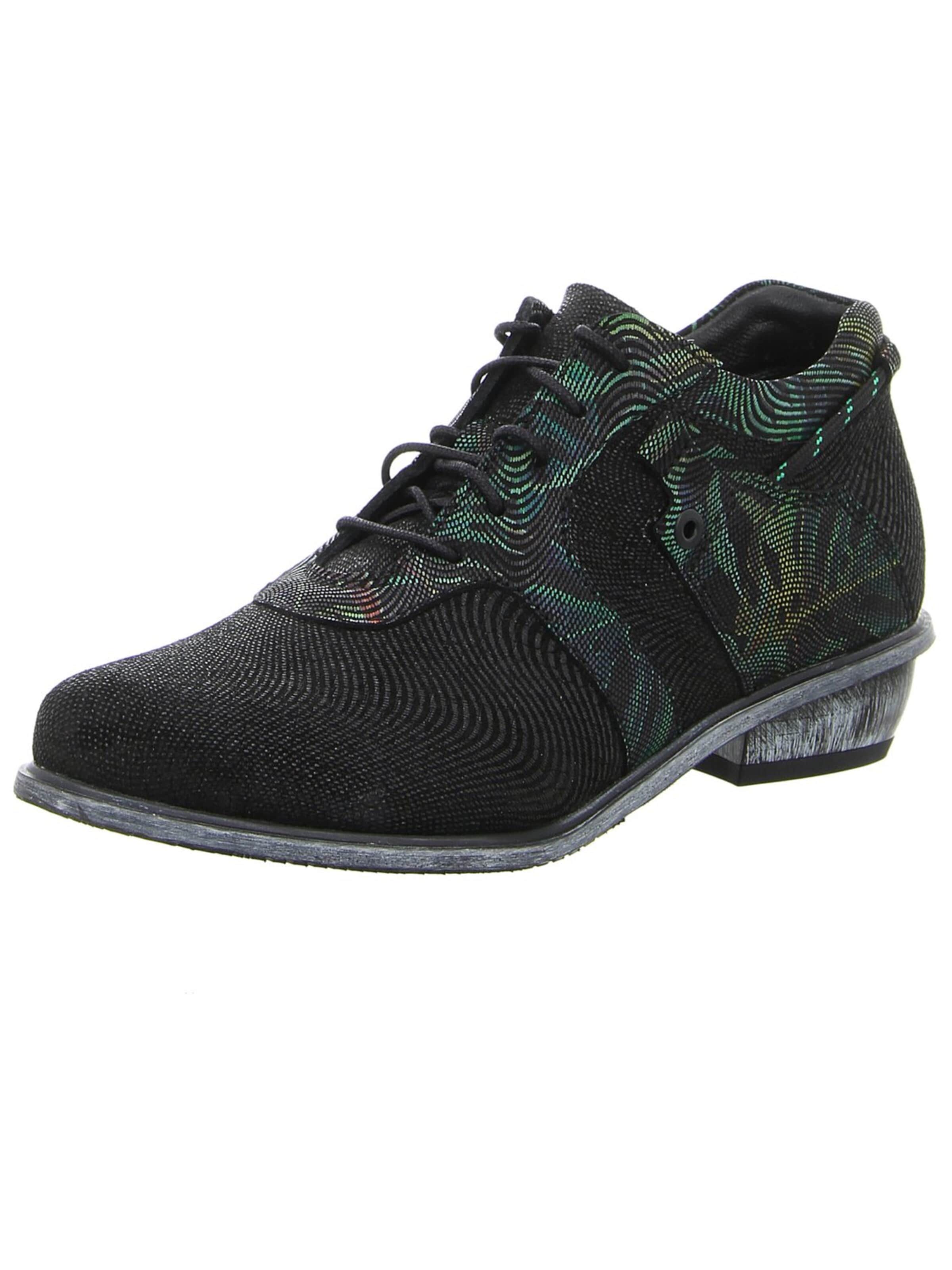 Simen Lace-Up Shoes 'Damen Schnürschuh 7951A SCHWARZ GRÜN Echt Leder in schwarz' in Black: front