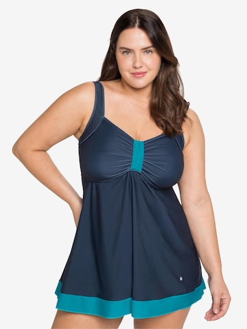 SHEEGO Bralette Swimsuit Dress in Blue: front