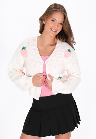 MYMO Oversize kardigán - Biela: predná strana