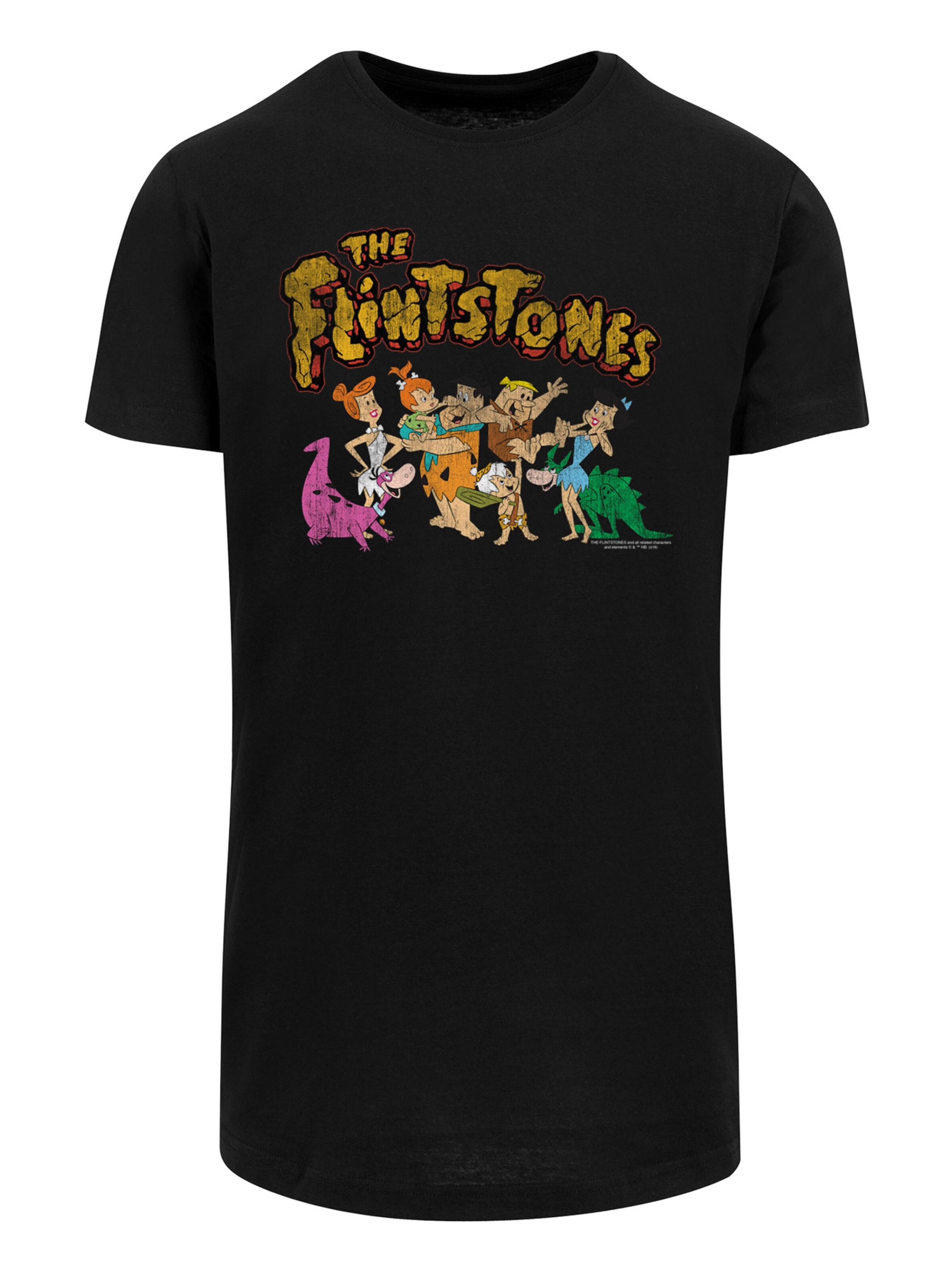 Maglietta 'Familie Feuerstein The Flintstones Group Distressed' di F4NT4STIC in nero: frontale
