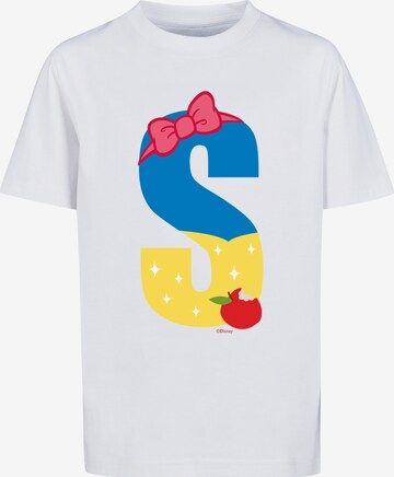 Maglietta 'Disney Alphabet S Is For Snow White' di F4NT4STIC in bianco: frontale