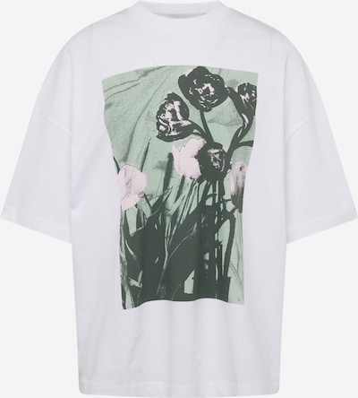 TOPMAN T-Shirt en vert / rose pastel / blanc, Vue avec produit