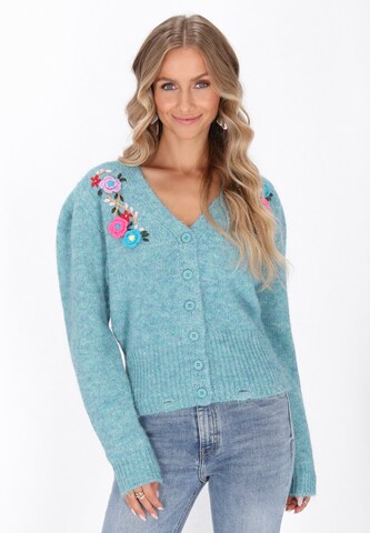 IZIA Gebreid vest 'Fashion Look' in Blauw: voorkant