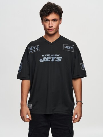 Recovered T-Shirt 'NFL Jets NYJ 60' in Schwarz: predná strana