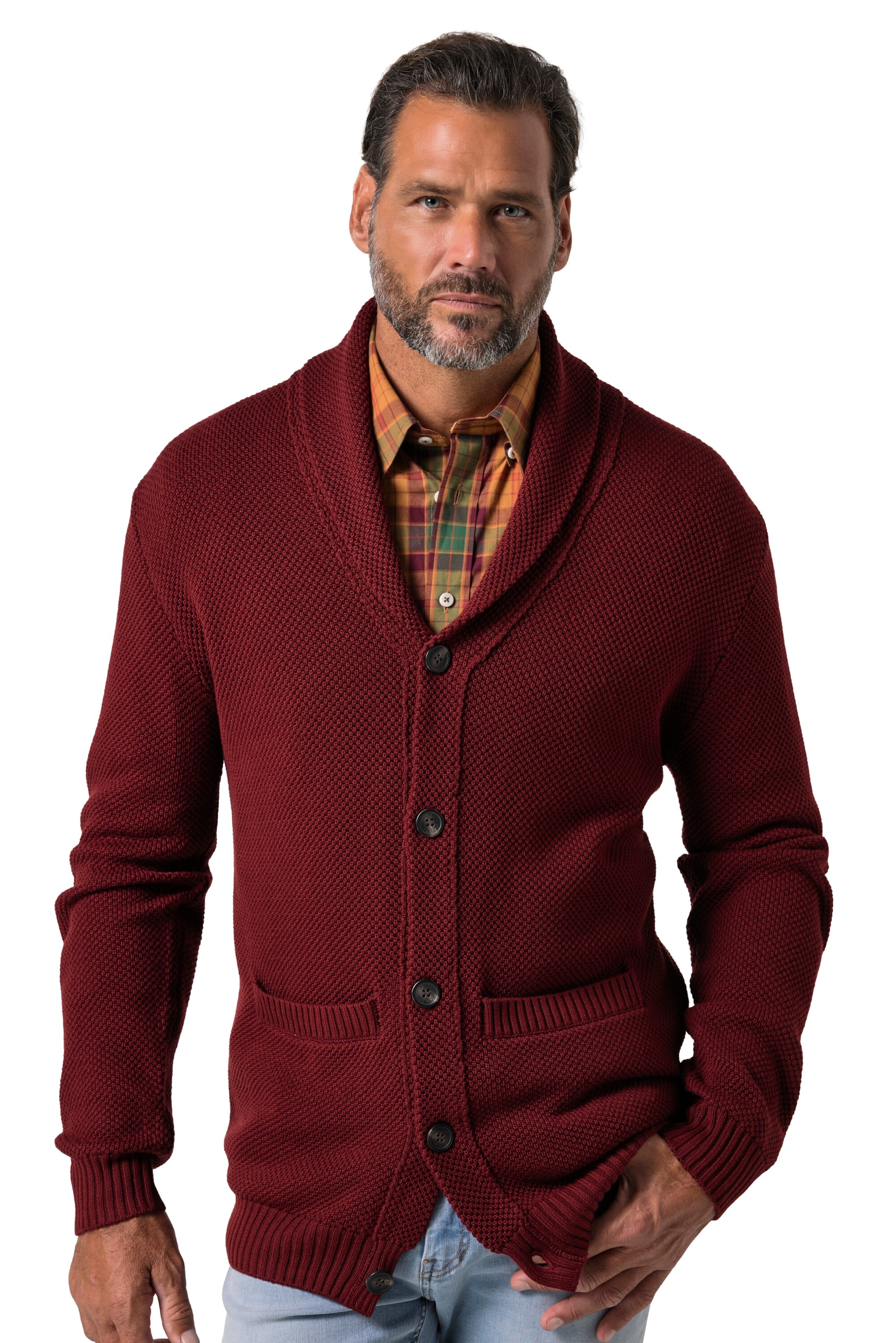 JP1880 Strickjacke in Rot: Vorderseite
