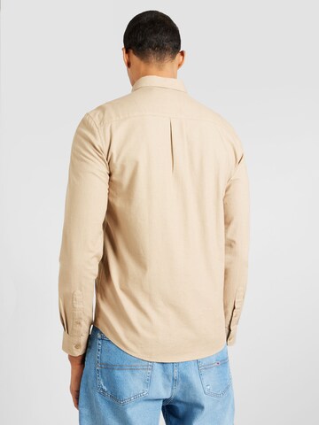 Springfield Regular fit Button Up Shirt 'NEW DOBBY' in Beige