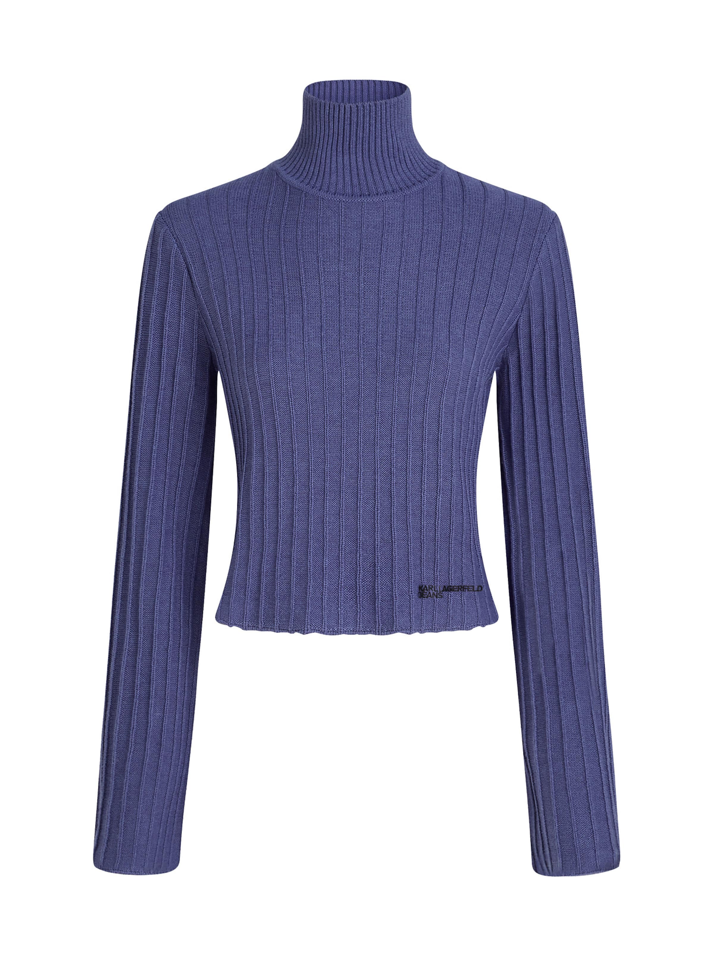 KARL LAGERFELD JEANS Svetr 'Plisse' – modrá: přední strana