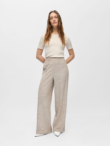 OBJECT Wide leg Broek 'OBJPAULA' in Beige