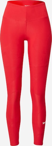 Reebok Sport - Skinny Pantalón deportivo en rojo: frente