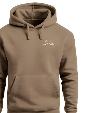 Neverless Sweatshirt 'Mountain Lineart' in Braun