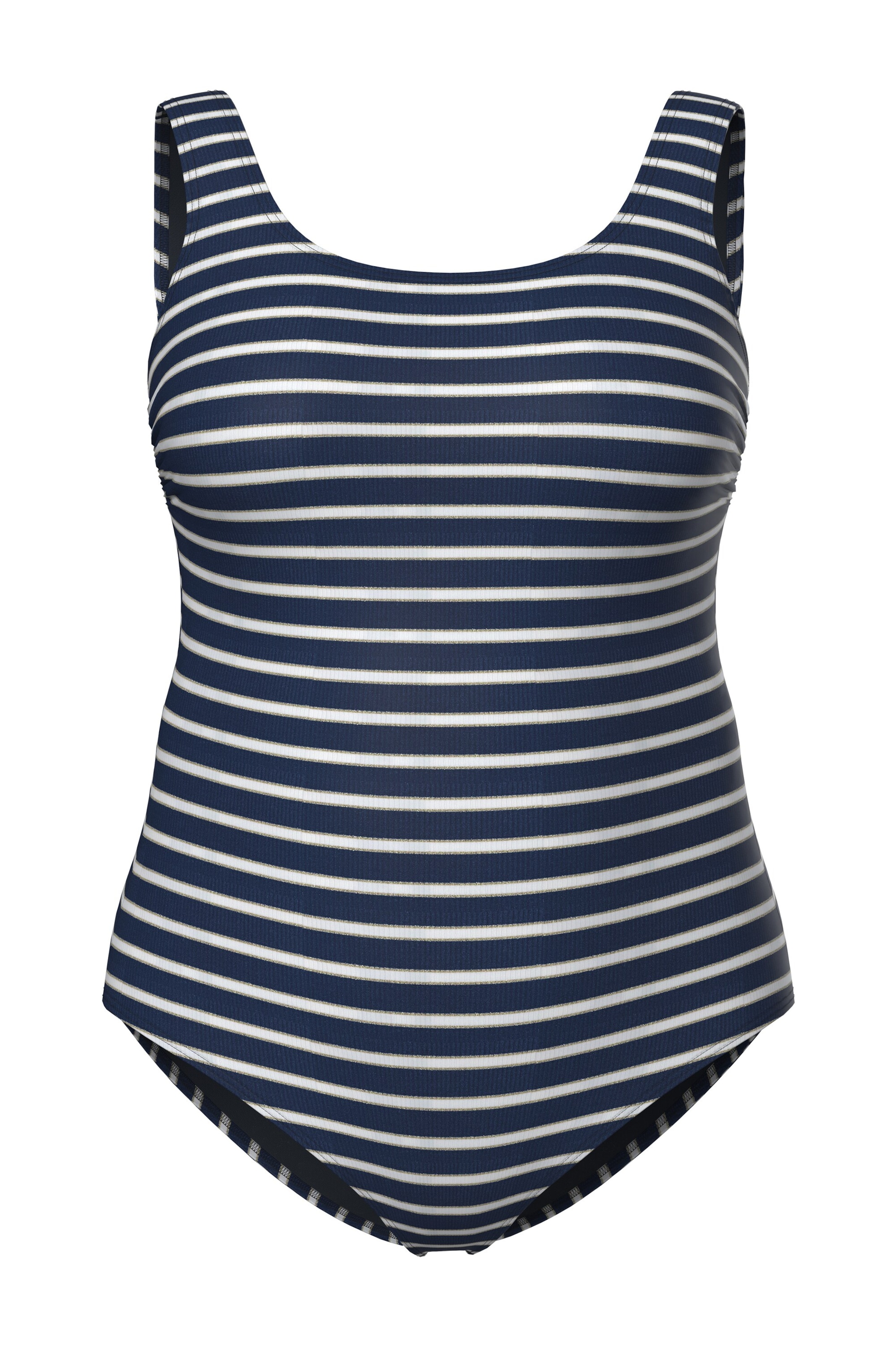 Ulla Popken Bandeau Swimsuit in Blue: front