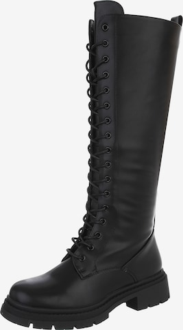 Ital-Design Schnürstiefel in Schwarz: Vorderseite