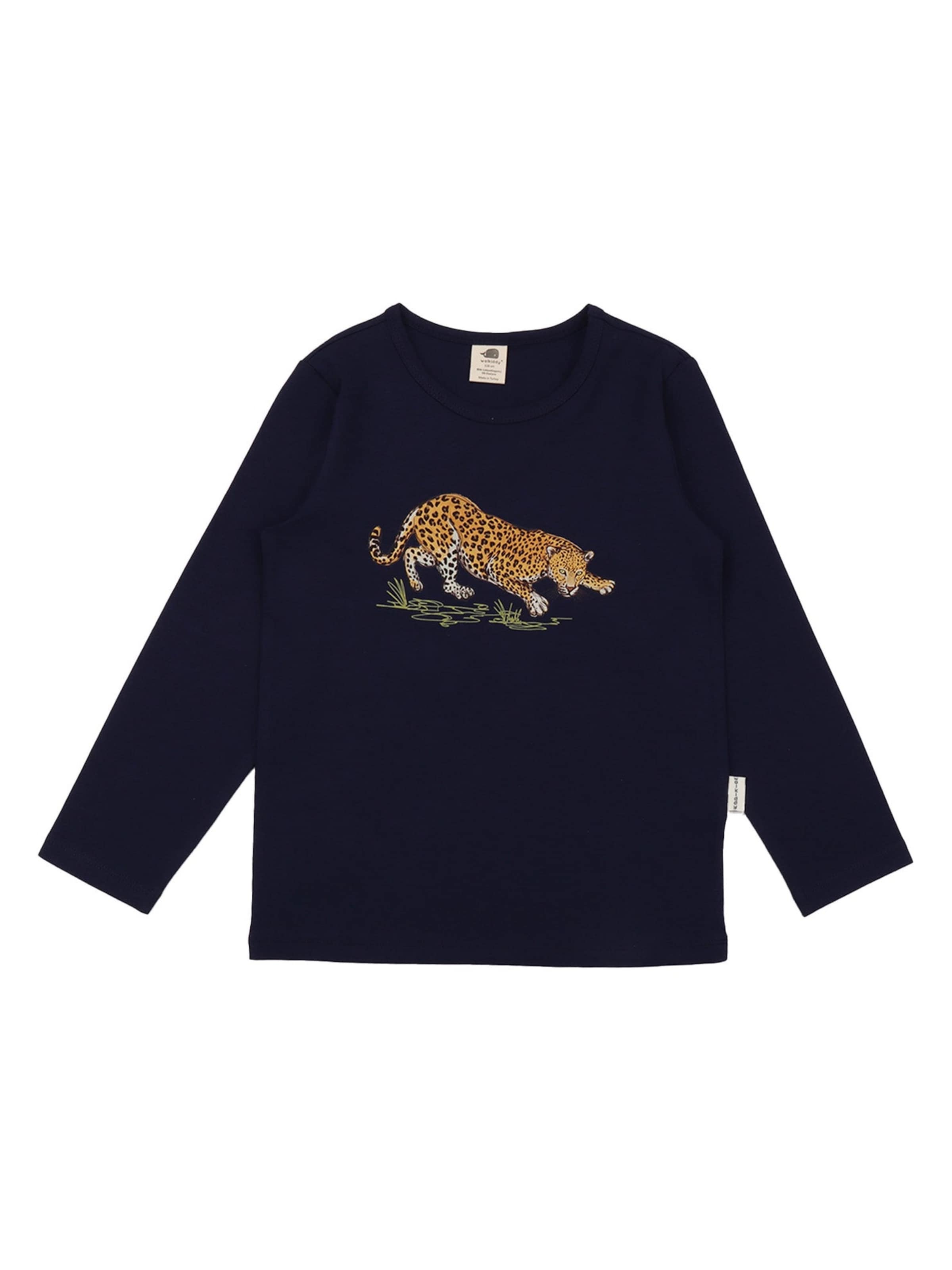 Walkiddy Shirt 'Walkiddy - Tigers and Leopards Shirt'‌‌‌‌ in Blau: Vorderseite