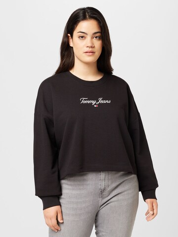 Tommy Jeans Curve - Sudadera 'Essential' en negro: frente