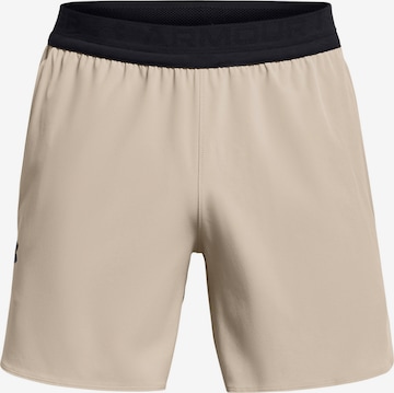 UNDER ARMOUR Regular Workout Pants 'Peak' in Beige: front