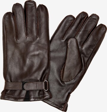 JACK & JONES Full Finger Gloves 'GENT' in Brown: front