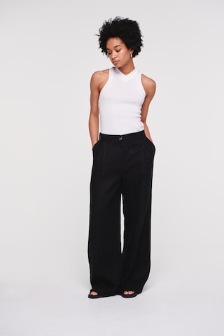 Wide Leg Pantalon à pince 'Hainault' Aligne en noir