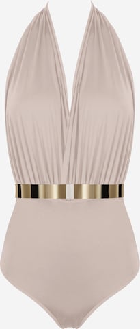 SEA ME SWIM High neck Badeanzug 'ST. TROPEZ Gold Edition' in Beige: Vorderseite