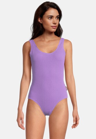 BECO the world of aquasports Bralette Swimsuit 'Crinkle Classic' in Purple: front