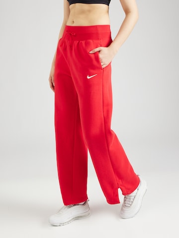 NIKE - Perna larga Calças 'Phoenix Fleece' em vermelho: frente