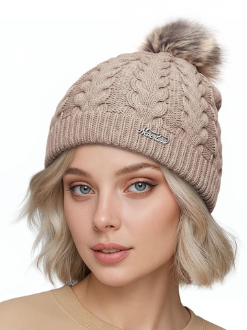 Neverless Mütze '1975' in Beige: Vorderseite