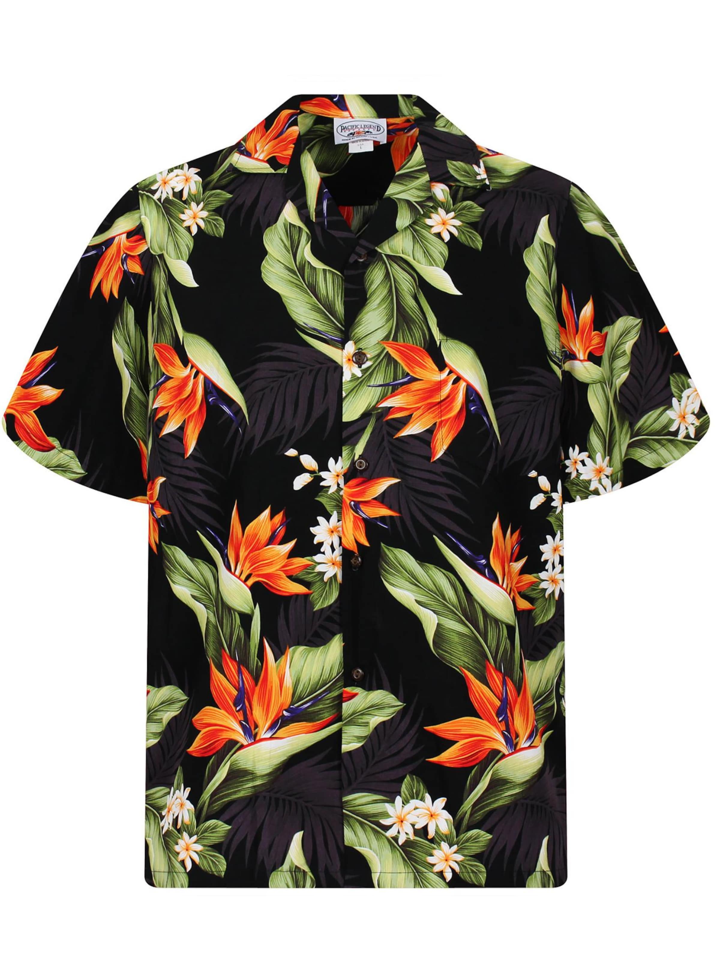 Pacific Legend Hemd 'Strelitzie' in Schwarz: Vorderseite