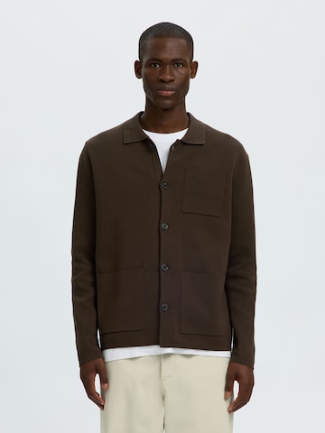 SELECTED Knit Cardigan in Brown: front