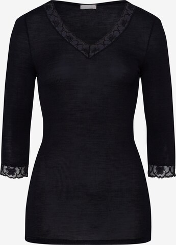 Hanro Undershirt ' Woolen Lace ' in Black: front