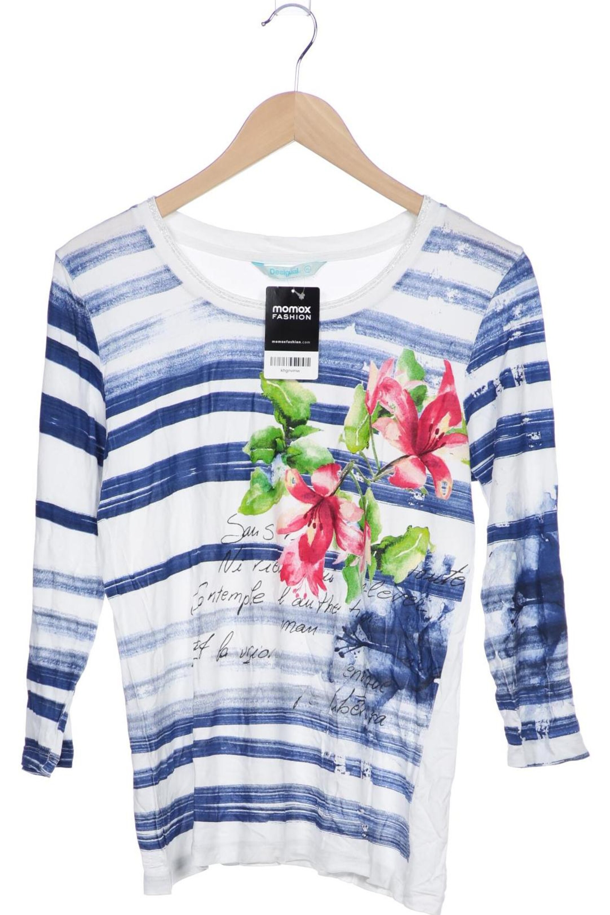 Desigual Top Shirt weiß Blumen bunt zwei Lagen Größe S