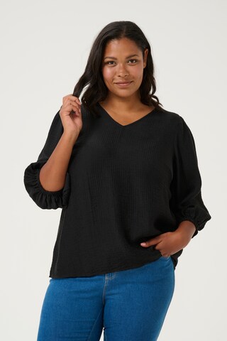 KAFFE CURVE Blouse 'Jane ' in Zwart: voorkant