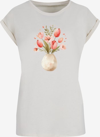 T-shirt 'Rosa Frühlingsblumenstrauß in Vase' F4NT4STIC en beige : devant