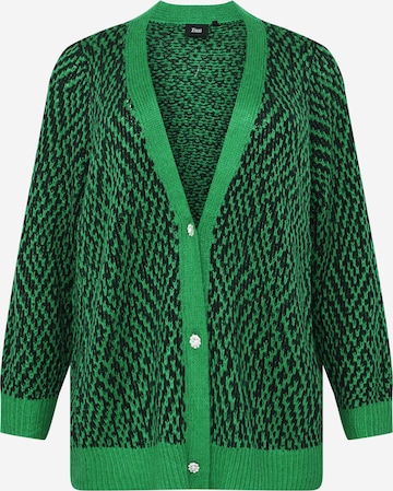 Zizzi Knit Cardigan 'FIA' in Green: front