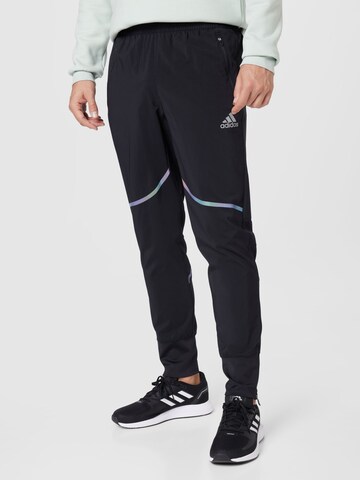 ADIDAS SPORTSWEAR Tapered Workout Pants 'Saturday Wind' in Black: front