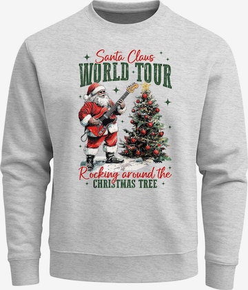 Neverless Sweatshirt 'Santa World Tour' in Grau: Vorderseite