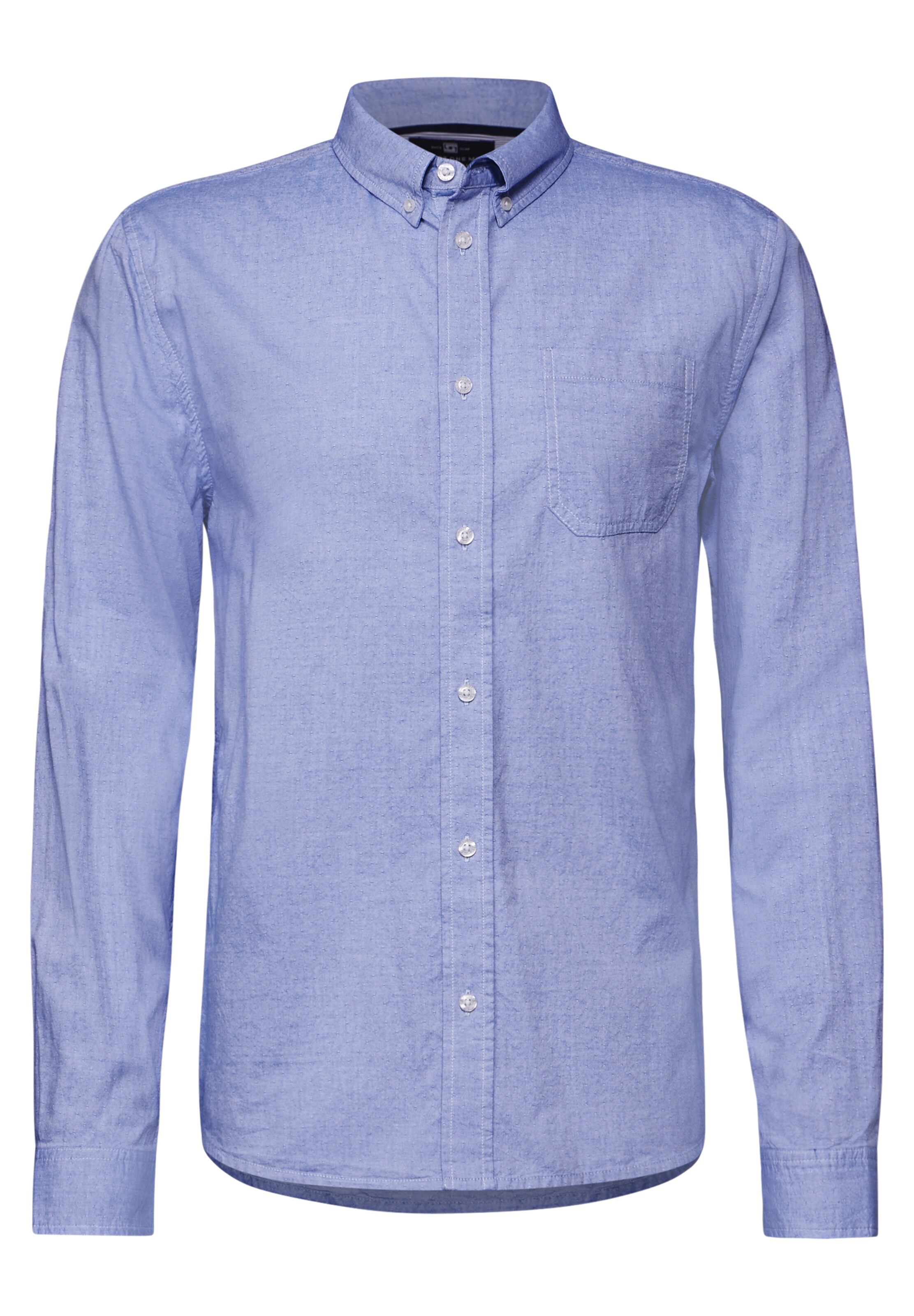 Street One MEN Regular Fit Chambray Hemd in Blau: Vorderseite