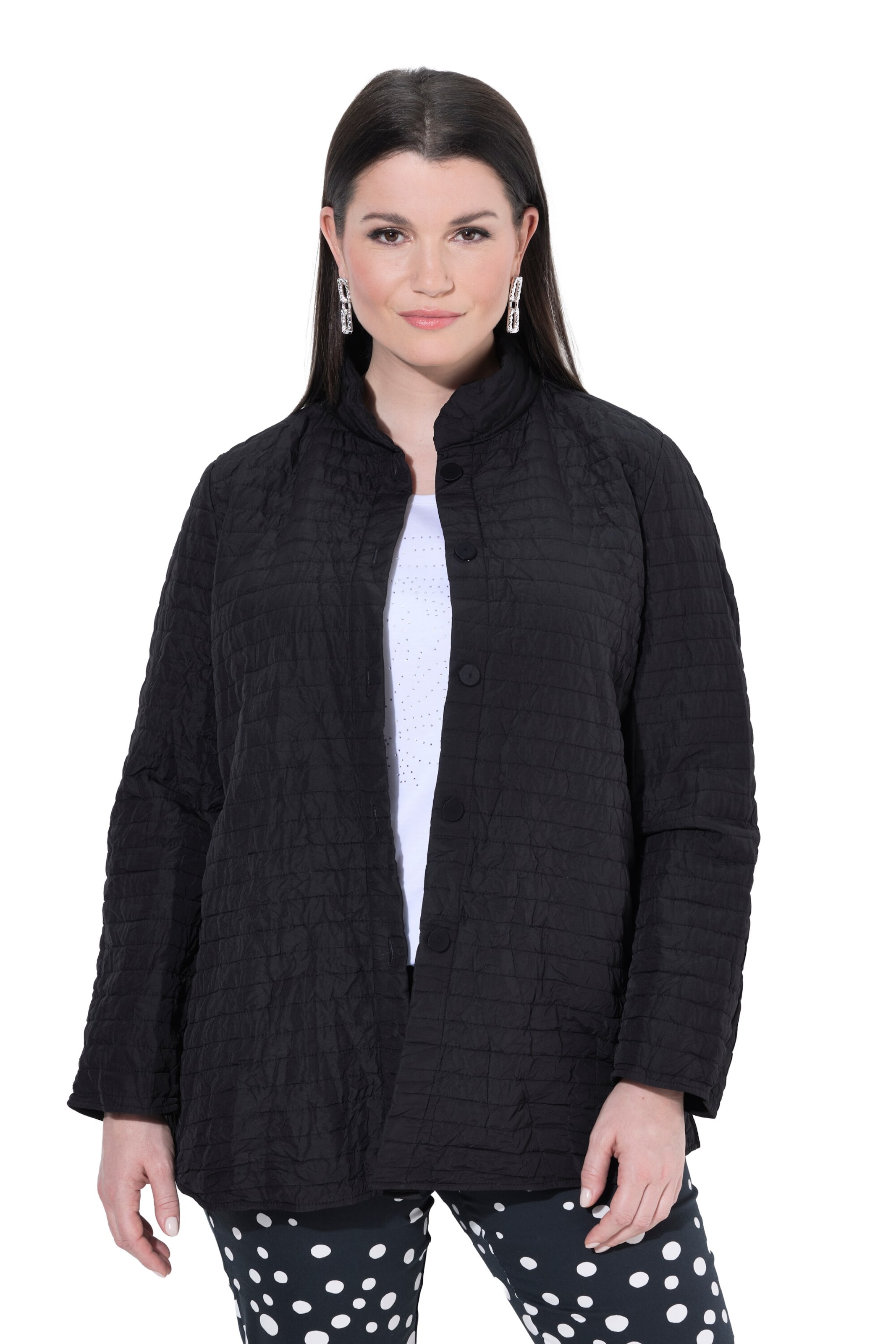 Ulla Popken Between-Season Jacket in Black: front