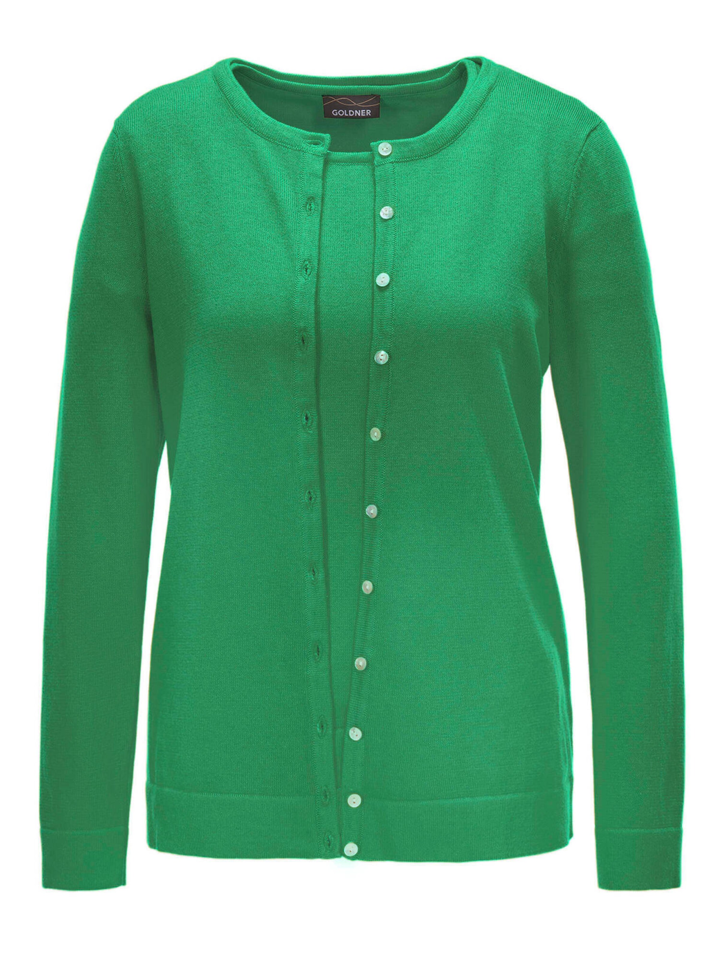 Goldner Strickjacke in Grün: Vorderseite